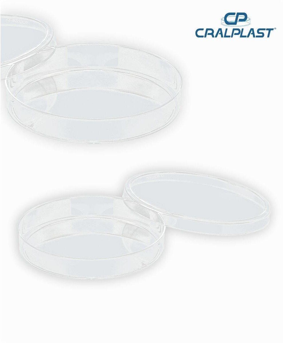 Placa de petri PS 90mmx15mm lisa estéril embalagem dupla